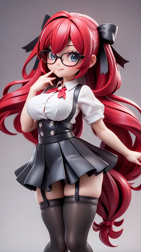 work, best quality, girl, long hair alternative, bob hair, red hair, bow hair, aqua eyes, glasses, teacher, teacher unigorm, sed...