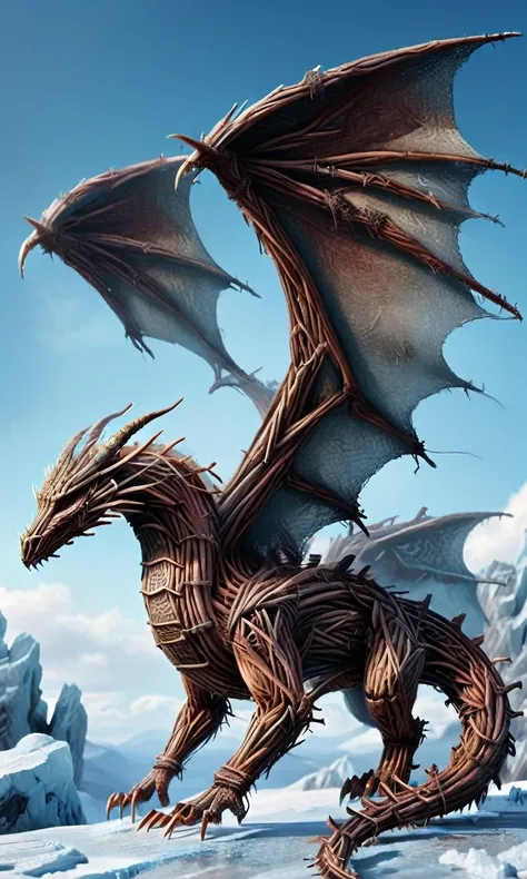 Dragon, Flying in the beautiful blue sky, Ice Sticks