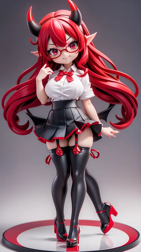 work, best quality, girl, red demon, oni, horns, little devil, a little scary, spooky, long hair alternative, bob hair, red hair...