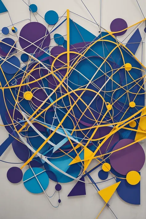 Coraline abstract composition with geometric figures, without being figurative with network structure 
