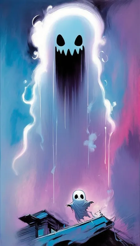 ghost (art inspired in Skottie Young and Bill Sienkiewicz). oil painting)
