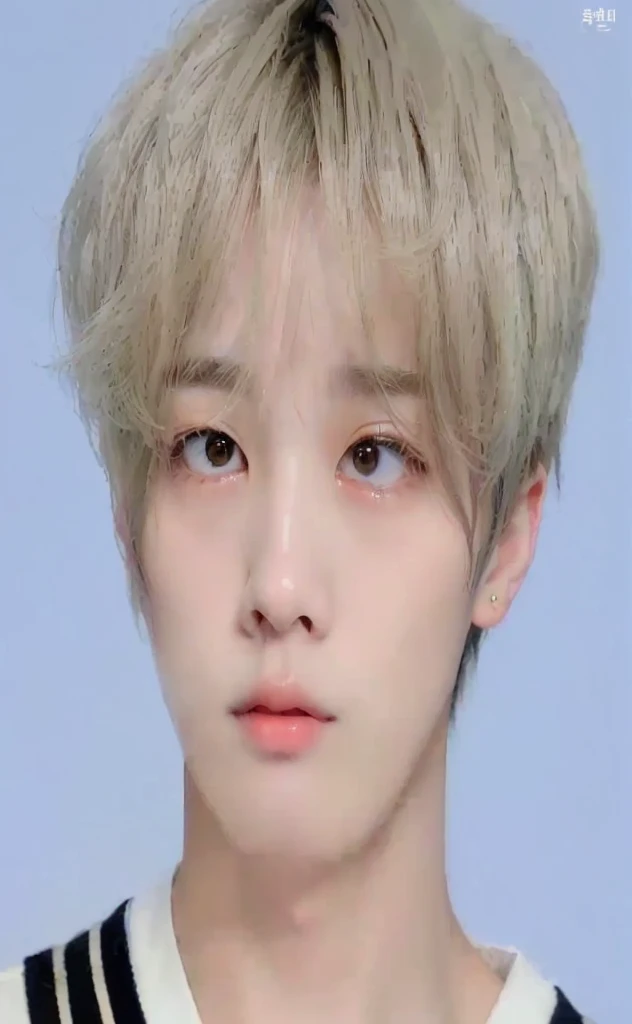 a closeup of a person with short hair and a sweater, kim doyoung, jinyoung shin, pale korean adorable face, young pale angel, profile headshot, hyung tae, his eyes seem wise, cute round slanted eyes, Yanjun Chengt, kim taejin, jungkook, with round face, ca...