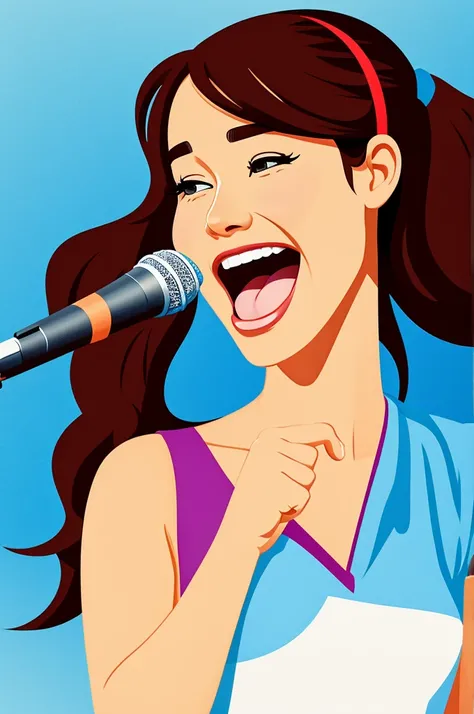 Cartoon of a girl singing 