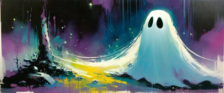 ghost (art inspired in Skottie Young and Bill Sienkiewicz). oil painting)
