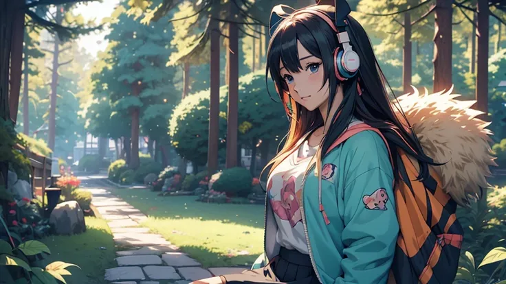 Woman wearing headphones, Anime Style 4 k, anime wallpaper 4k, anime wallpaper 4k, 4k anime wallpaper, anime art wallpaper 4k, anime art wallpaper 4k, Anime Style. 8K, Anime atmosphere, , Ultra HD Anime Wallpaper, Anime Art Wallpaper 8K, Anime Background,l...