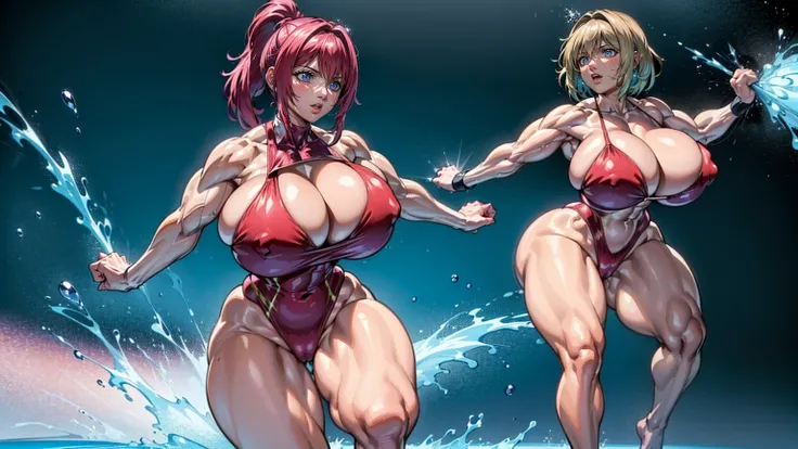 (Private 4K)、(High resolution:1.2)、(High freshness:1.2)、、(Whole Body Ezbian:1.2)、(Two Women:1.6)、((Women with exaggerated large physiques))、(Huge breasts with intense movements:1.2)、abnormally developed muscles,,Barefoot woman, , Big arms、(Huge muscles:1.4...