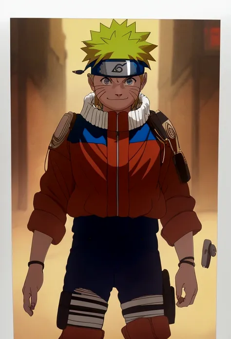 naruto uzumaki, outfit soldier, green helmet soldier, dirty, smile, (objetivo principal aqui) + (adjwtivo 1 aqui) + (adjetivo 2 ...