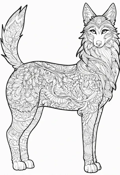 a coloring page with a random animal coloring in black and white, Coloring book outline, Detailed line art, clean coloring book page, stylized lines, art outline, detailed drawing in 4k, line art coloring page, detailed art, hyper Detailed line art, detail...