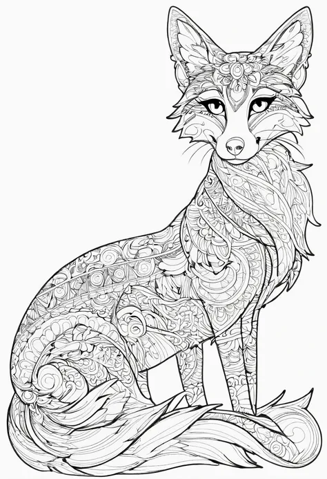 a coloring page with a random animal coloring in black and white, coloring book outline, detailed line art, clean coloring book ...