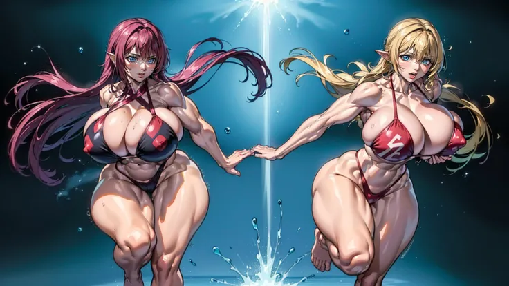 (Private 4K)、(High resolution:1.2)、(High freshness:1.2)、、(Whole Body Ezbian:1.2)、(Two Women:1.6)、((Women with exaggerated large physiques))、(Huge breasts with full force and intense movements:1.2)、abnormally developed muscles,,Barefoot woman, , Big arms、(H...