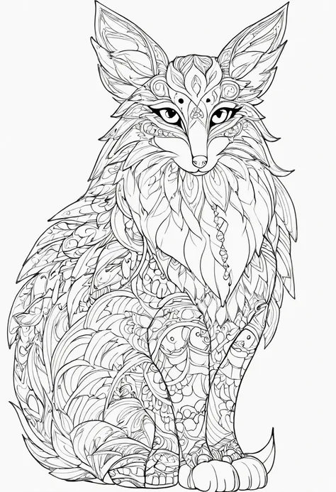 dejaar marjen de sangria in a coloring page with a random animal coloring in black and white, coloring book outline, detailed li...