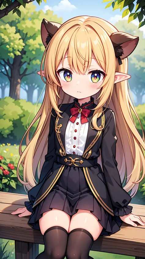 Masterpiece, Best Quality, high resolution, (loli), girl, goblin, small busts, female goblin clothing, has a spear, shy face, he is afraid, is in the forest, she has golden eyes