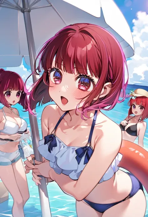 Swimwear、Ocean、Parasol、Swim ring、Red hair、Shortcuts、Arima Kana