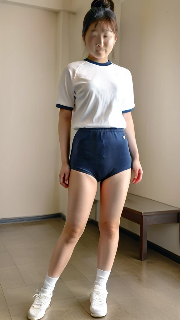 Chinese woman in gym uniform full body standing, best quality, masterpiece