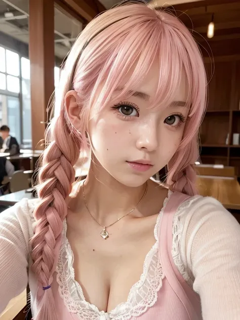 (spread pussy:1.3),(Pink Hair :1.3),masterpiece, Highest quality, High resolution, Very detailedな写真, Professional Lighting,
A woman taking a photo, A real young gravure idol, she is about 20 years old, White blouse, Stream on Twitch, beautiful大人の図書館の妖精, Go...