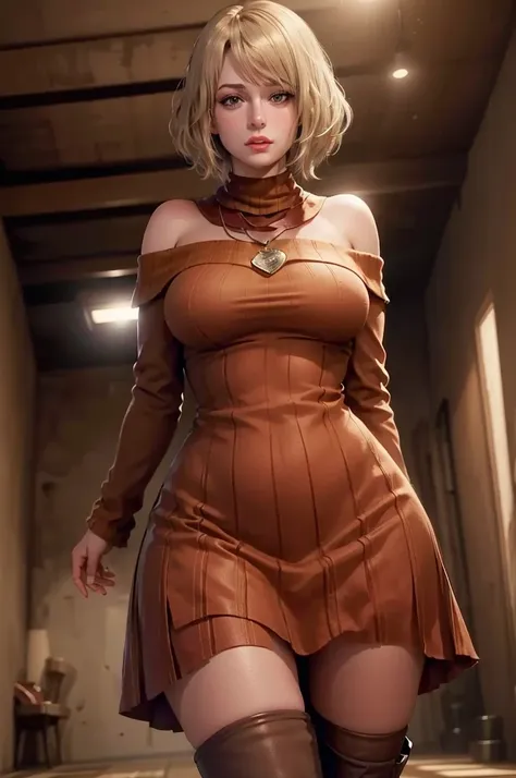 ashley graham cute girl re4,highest quality, masterpiece, ultra high resolution, (realistic: 1.4), , 1 girl, off shoulder, cinem...