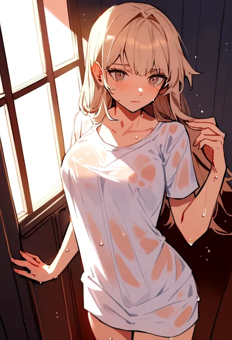 girl, by rubio, whole body, wet t-shirt