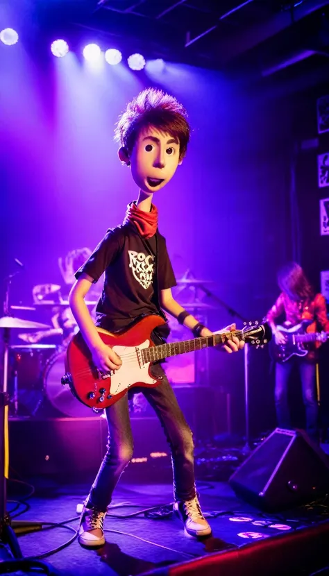 Argilla, a boy playing guitar in a club, rock band, show 