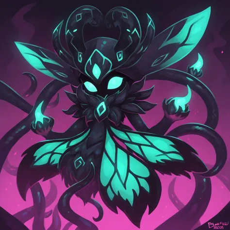 Baleful Necromancer in tentacle moth art style