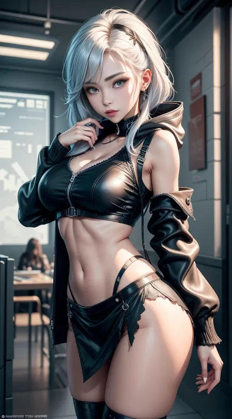 sfw, ((Best quality at best)), ((tmasterpiece)), (the detail:1.4), 3D, images of beautiful cyberpunk women,HighDynamicRange（HighDynamicRange）,Ray traching,NVIDIA RTX,Hyper-Resolution,sub surface scattering、PBR textures、post-proces、Anisotropy Filtering、dept...