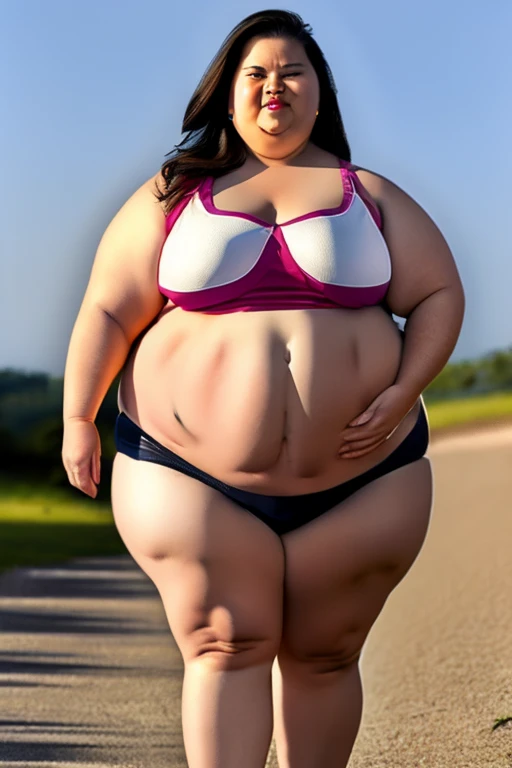 belly protrudes a lot, Extremely obese woman, romantic, fond, 8K, realistic, belly fat, very thick waist, I got a lot of belly, narrow pelvis, bulging belly, A woman I want to cherish, a woman I respect, Weigh a lot, severe abdominal obesity