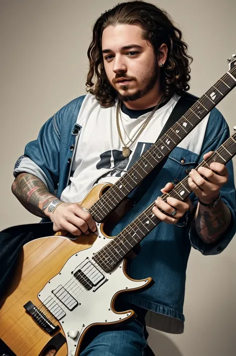 Photo of post Malone in drawing with guitar