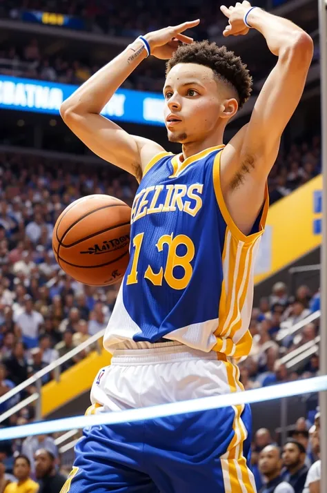 Create a cartoon image of the Curry player shooting a basketball 