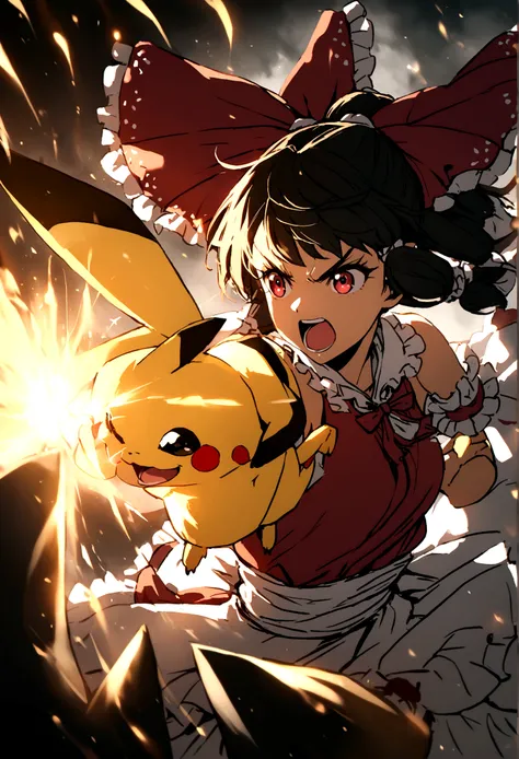 Reimu fighting Pikachu