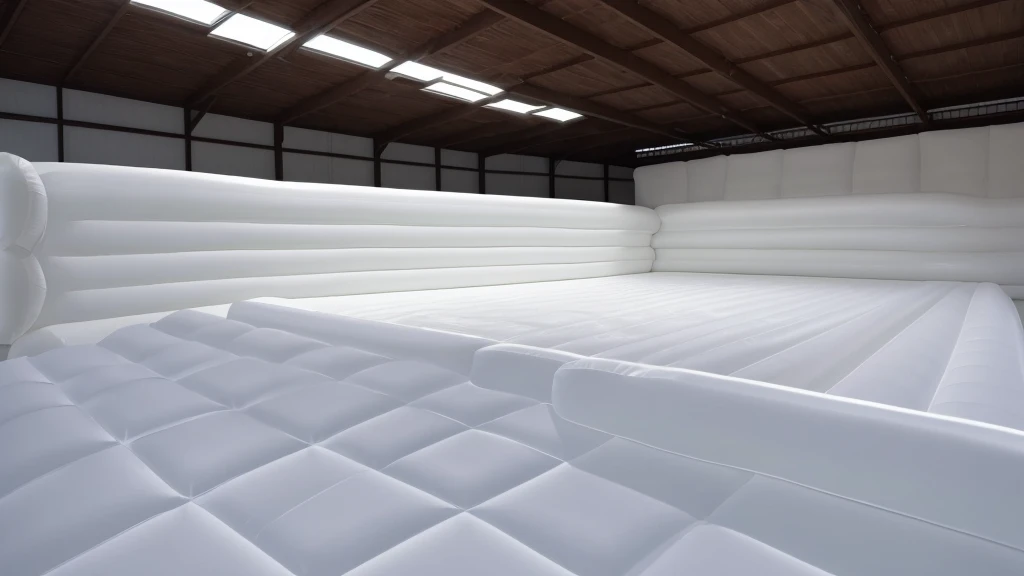 A wall composed of inflatable blocks，Realistic of a inflatable installation in the shape, white inflatable plastic film material, wrapped in a white polyester sheet. close-up，Front view，minimalist, most best quality,32K Ultra HD, super detail, best quality...