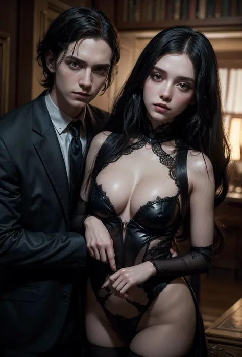 there are two people dressed up next to each other, tom bagshaw e sabbas apterus, still from a music video, she&#39;s dressed like a belly dancer, group of people in an elevator, 7 visual 0s, fantastic details full faces, still frame of a film, medieval pe...