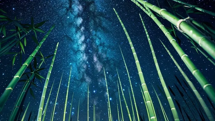 Tanabata, Night Sky, milky way, Strip, bamboo, anime, An illustration