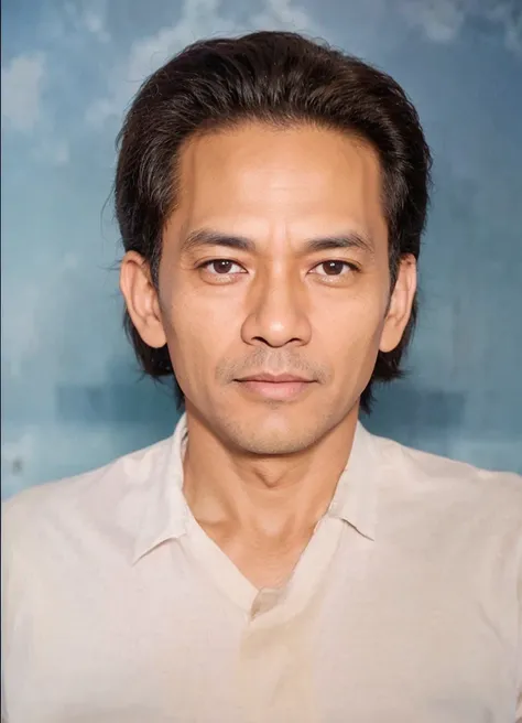 Enhance, Indonesia man, 50 years age, perfect hair, natural skintone, 8k, ultra realistic, super high quality, perfect white shirt, perfect photograpy, take by nikon camera, consistent character 