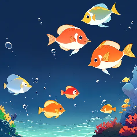 simple,  4K, hapiness, Flat background, illustration, Underwater, Ocean, Background for kids, rich and colorful, reef, Flat Color,儿童插画Ocean马，可爱Ocean马，Ocean马，Ocean洋背景，masterpiece，（Highly detailed CG Unity 8k wallpaper），（Best quality），（Best Illustration Awar...