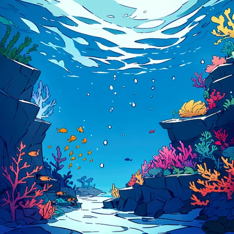 可爱Ocean马，Ocean马，simple, 4K, hapiness, illustration, Underwater, Ocean, Background for kids, rich and colorful, reef, Flat Color,儿童插画Ocean马，Ocean洋背景，masterpiece，（Highly detailed CG Unity 8k wallpaper），（Best quality），（Best Illustration Award），背景是Ocean洋主题，Inc...