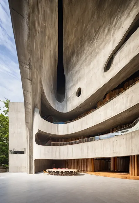 A music hall with exposed concrete