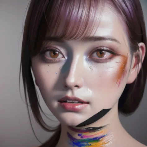 Android Beauty, Powerful paintings inspired by Francis Bacon, Ultra-realistic surrealism, Hyperrealism, fear, art, hyper real painting, Realistic illustration painting, カラフルなHyperrealism, Hyper-realistic digital art