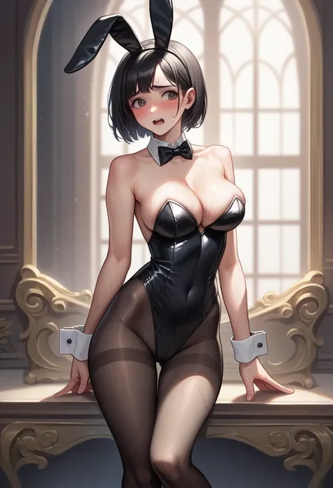 (best quality), [masterpiece], (beautiful:0.8), (cute girl:1.0), [clear and clean], (illustration), (extremely detailed), detailed background, luxurious room, cinematic background, dark background, BREAK

1girl, big breasts, ((sweaty)), ((blush, embarrasse...