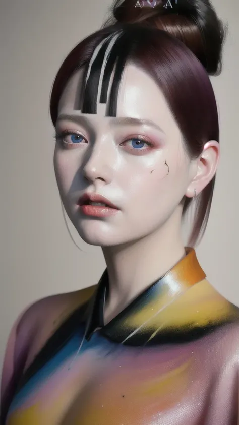 Android Beauty, Powerful paintings inspired by Francis Bacon, Ultra-realistic surrealism, Hyperrealism, fear, art, hyper real painting, Realistic illustration painting, カラフルなHyperrealism, Hyper-realistic digital art