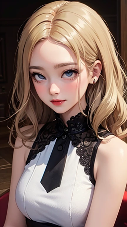 blush a little and smile, (Top quality masterpiece:1.2) Delicate illustrations, Very detailed, /Beautiful Japanese Women、1 person,Very cute and slim、Great style 、((8K images、super high quality))、Very delicate face, Skin and Hair、beautifule forehead、Red lip...