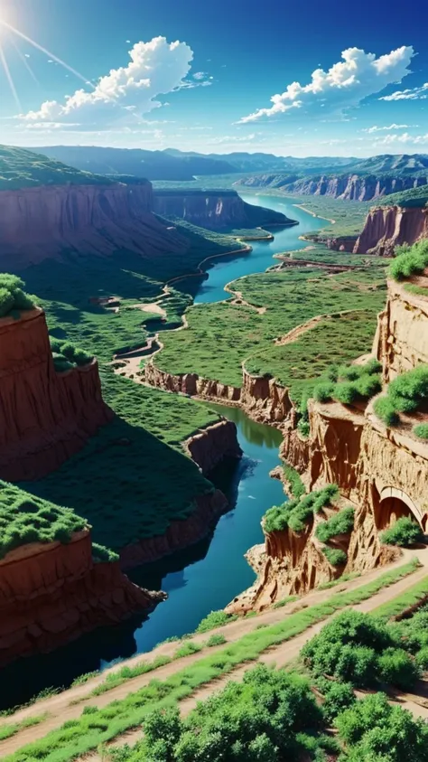 Make an image of the landscape from the anime bleach 