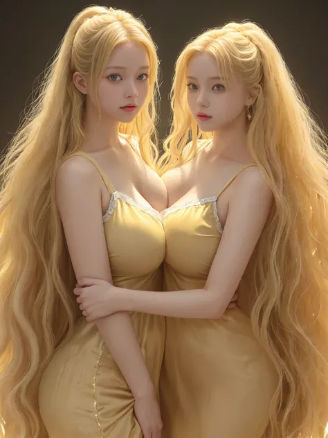 blonde Girl, Beautiful, Baby symmetric Face, 17 Years Old,,enormous Breasts ,((neglected )),,((very nsfw))((lace negilgé)) touching each other o long blonde curly and wavy golden Hair tied in a ponytail, adorable masterpiece ((yellow honey colored eyes)) ,...