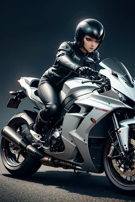 a sleek, high-powered motorcycle, chrome detailing, dynamic motion blur, cinematic lighting, dramatic shadows, moody color palette, photorealistic rendering, intricate mechanical details, metallic sheen, speed lines, cinematic composition, dramatic camera ...