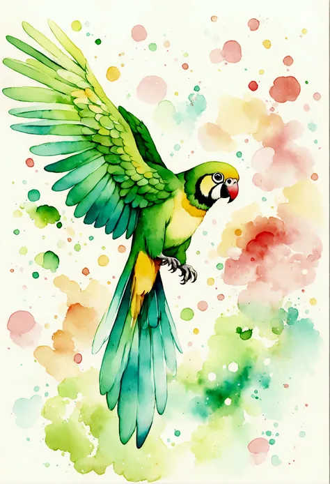 cute、Parakeet、Watercolor、background through、An illustration