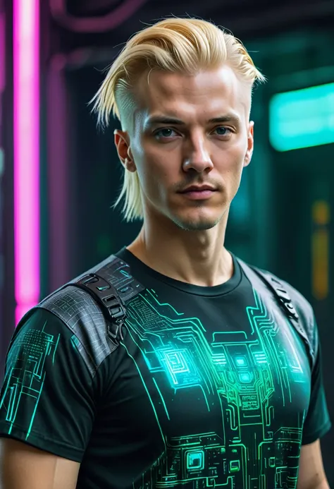 Matrix cyberpunk shirt blond man 