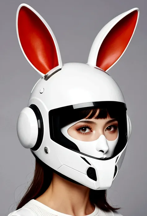 white helmet with robot rabbit ears