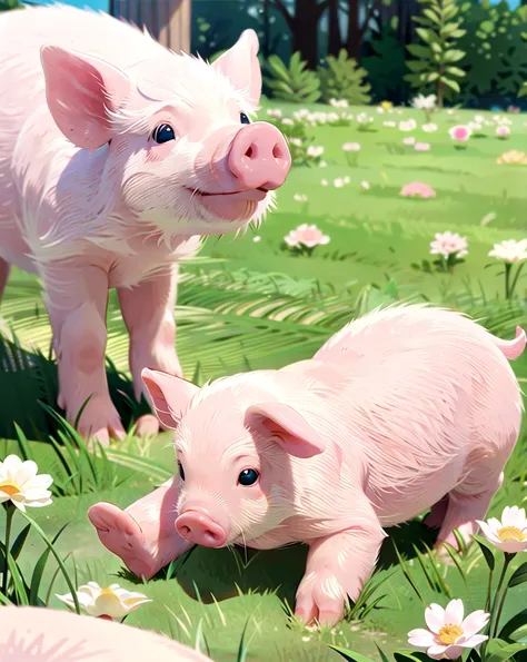 a pink pig on the grass,  ultimatepinkpig