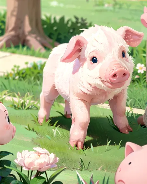 a pink pig on the grass,  ultimatepinkpig