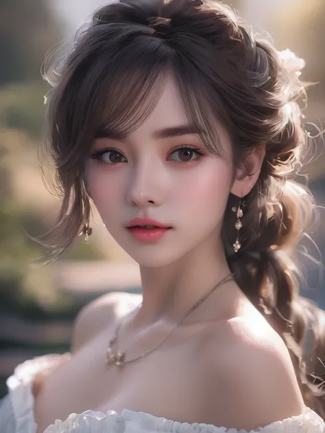 best quality, masterpiece, ultra-high resolution, (lifelike:1.4), original photo, 1 girl, off-shoulder