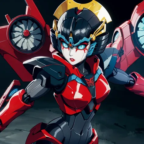 1girl, solo, windblade, robot, mecha, glowing eyes, no_humans, autobot, wings, transformers prime, best quality