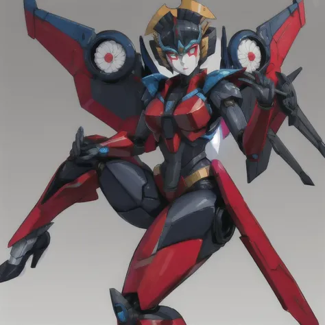 1girl, solo, windblade, robot, mecha, glowing eyes, no_humans, autobot, wings, transformers prime, best quality